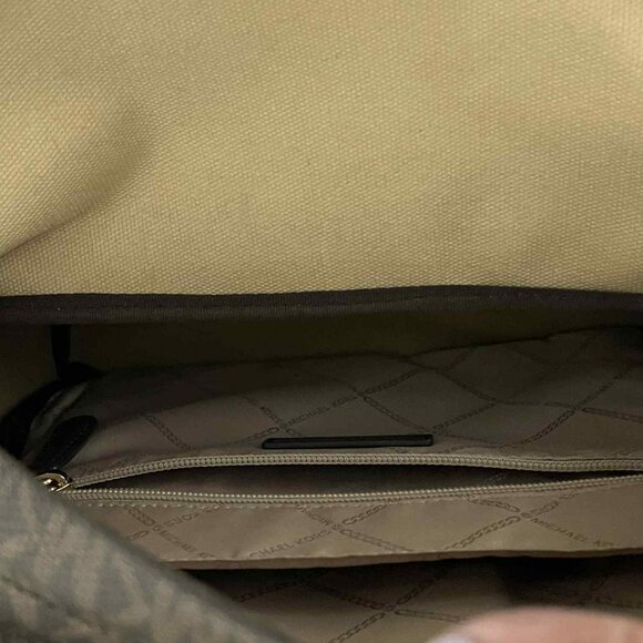 MICHAEL KORS SLATER MEDIUM LOGO METALLIC STRIPE BACKPACK BROWN GOLD - Picture 10 of 11